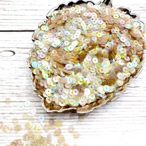 Italian  Sequins Flat Round #128  Arancio Irise Trasparenti 4mm Andrea Bilics Paillettes