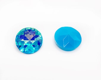 27mm Round Glass Crystal Aquamarine AB -- 1 piece
