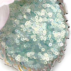 Flat Loose Sequins Iridescent Mint Color 2mm and 3mm