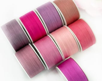 2 yards 2mm/4mm/7mm Pure Silk Embroidery Ribbon-Pink Colors