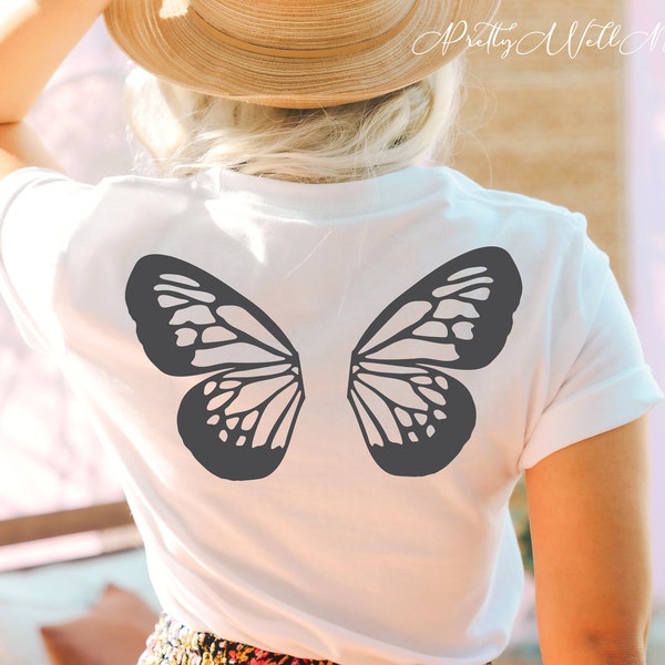 Be a Butterfly Wings Svg Cut Template, Wing Illustration, Cricut Vinyl Pattern for Shirts Adult Baby, Sublimation Arts, Screen Print Design