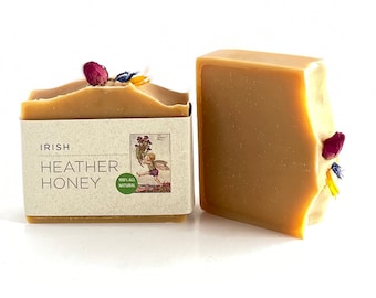 Irish Heather Honey Soap – Natural, Unscented, Handmade Soap - Beeswax and Honey Soap - Cocoa Butter Soap - Warming Floral Honey Soap