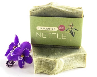 Unscented Irish Nettle Soap - All Natural, Soothing Mint Scented - Stinging Nettle Soap - Ezcema Soap - Gentle Soap