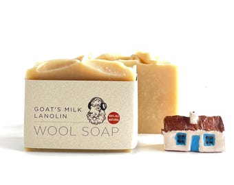 Lanolin Goat Milk Soap – Clary Sage Wool Wash, Natural Handmade Soap, Goat Milk Soap, Jojoba Soap, Artisan Soap, Cold Process Soap
