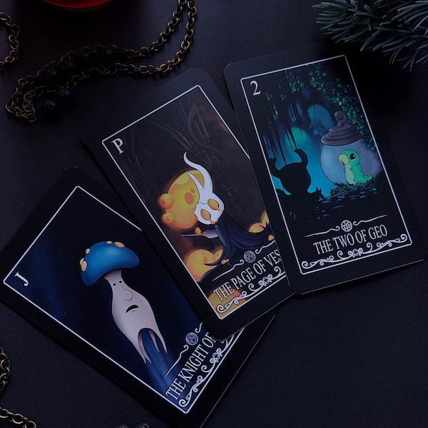 Jeu de tarot Hollow Knight : 78 cartes divinatoires inspirées d'une âme gothique avec sac en velours fait main