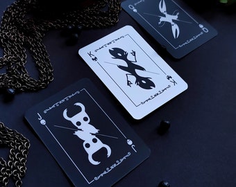Mazzo di carte Hollow Knight Poker bianco e nero con borsa in velluto fatta a mano