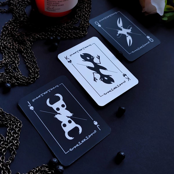 Carte da poker Hollow Knight Mazzo da poker Hollow Knight Carte da poker Hollow Knight in bianco e nero Carte da poker originali Regalo per lui Carte da gioco