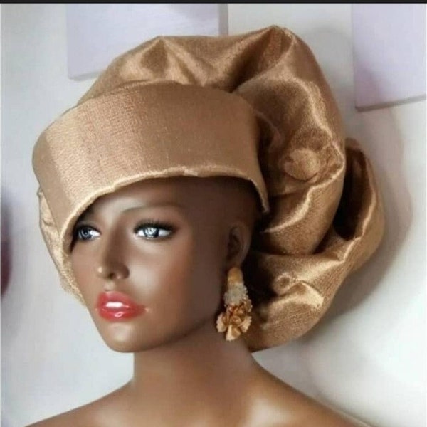 Luxury Metallic Aso-oke AUTO GELE Turban Gele Hat Turban