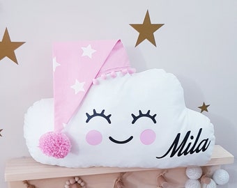 Cloud Pillow With Name, Baby Girl Nursery Decor, Kids Room Decor Girl, Personalized Baby Shower Gift For Girl, Toddler Cushion