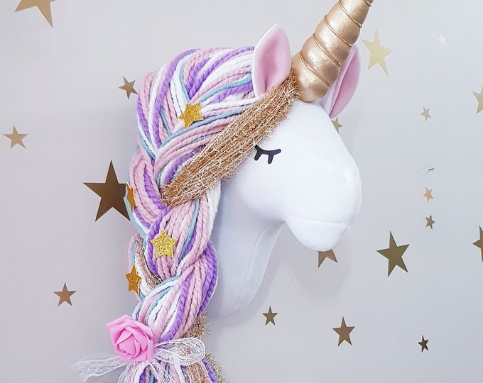 Unicorn Wall Head Decor for Girls' Rooms, Wall Hanging Nursery Decoration, Unicorn Wall Art for Kids' Room