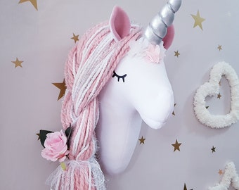 Unicorn Head Wall Mount For Girl's Room Decor, Wall Hanging Nursery Decor Kids Room, Mounted Head Baby Shower Gift For Girl