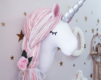Unicorn Head Wall Mounted Girl's Room Decor, Unicorn Nursery Wall Decorations for Girl's, Mounted Head Baby Shower Gift