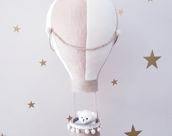 Varmluftsballong Beige Cream Barnrumsdekoration, Babymobil, Babyshowerpresent, Boho Barnrumsdekoration, 1-årspresent, Neutral Babyrumsdekoration