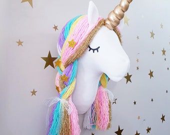 Unicorn Nursery Wall Decor, Rainbow Pastel Baby Girl Room Decoration – Princess Wall Art for Girls Bedroom