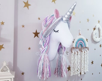Unicorn Wall Mounted Girl's Room Decor, Wall Hanging Nursery Decor Kids Room, Mounted Head Baby Shower Gift For Girl, Unicorn Wall Head