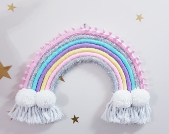 Rainbow Macrame Wall Hanging Decoration,  Nursery Decoration Macrame Boho Decor, Baby Shower Birthday Gift