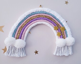 Rainbow Macrame Wall Hanging Decoration,  Nursery Decoration Macrame Boho Decor, Baby Shower Birthday Gift
