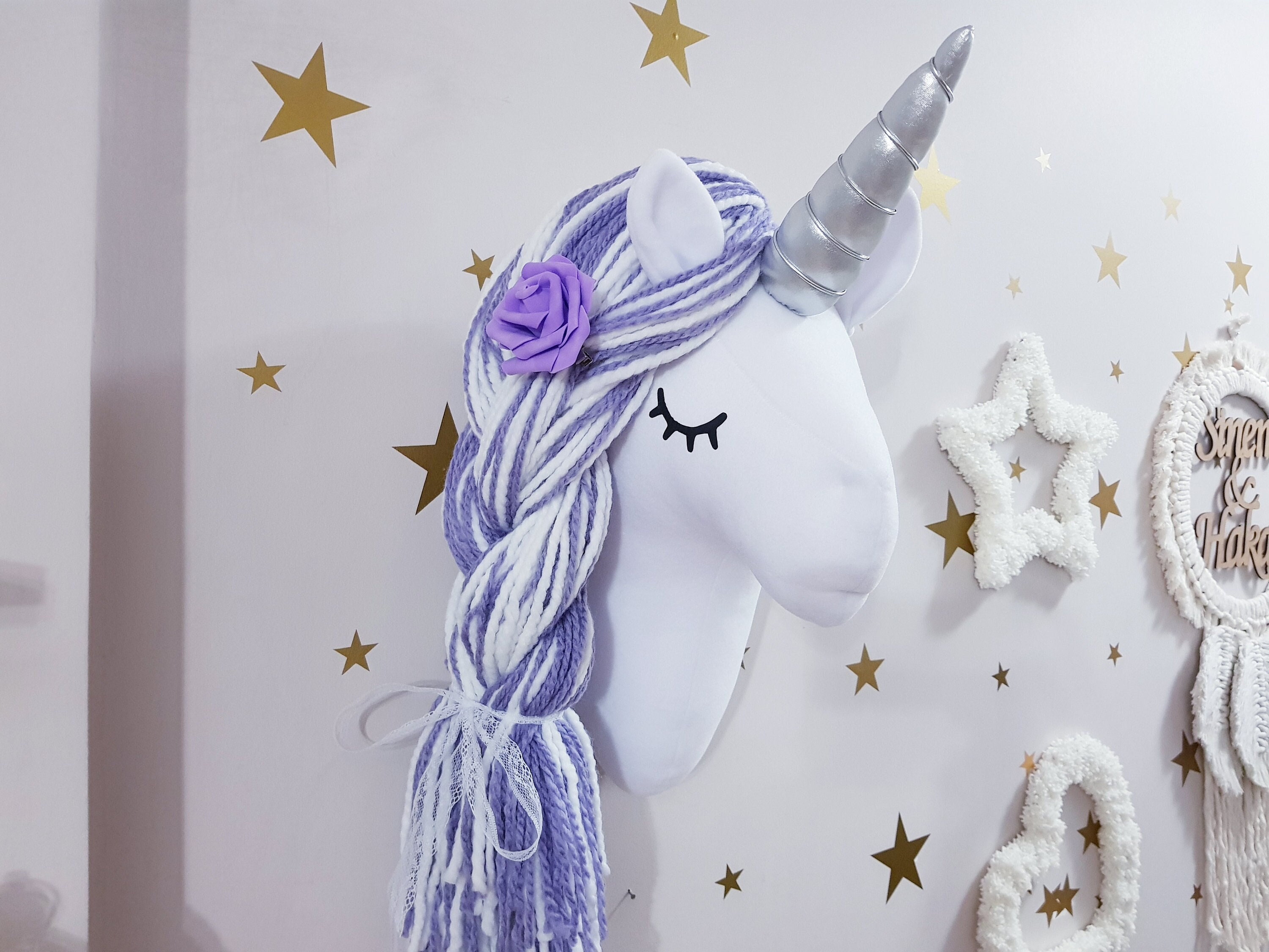 Unicorn Head Wall Mount, Unicorn Wall Decor for Girl's Room, Wall
