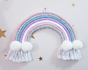 Rainbow Macrame Wall Hanging Decoration,  Nursery Decoration Macrame Boho Decor, Baby Shower Birthday Gift