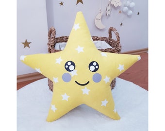 Star Pillow, Star Nursery Decor, Nursery Cushion, Star Shaped Cushion, Baby Boy Room Decor, Toddler Cushion