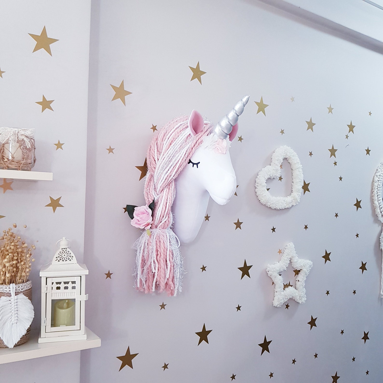 Unicorn Head Wall Mount for Girl's Room Decor, Wall Hanging Nursery