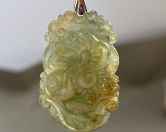 Natural Jade Pendant Necklace Class A Jade Necklace Chinese Dragon Necklace Hand Carved Dragon