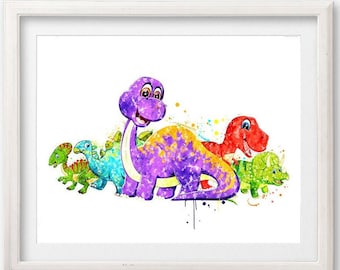 Dinosaur Art Print Watercolor Printable Jurassic Poster Nursery Wall Art Dinosaur Artprint Kids Wall Decor Birthday Gift Baby Shower Gift