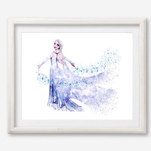 Frozen Elsa Poster, Elsa Watercolor, Frozen Printable, Elsa Artwork, Elsa Painting, Frozen Art Print, Nursery Wall Art, Frozen Wall Decor