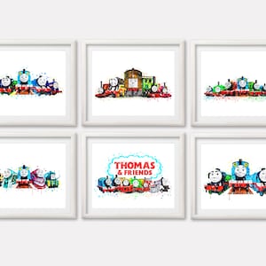 Thomas and Friends Kunstdruck, Thomas und Freunde Druckbares Poster, Thomas Aquarell, Thomas Kunstwerk, Thomas Gemälde, Kinderzimmer Wanddekoration