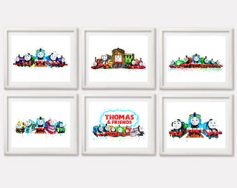 Thomas and Friends Art Print, Thomas and Friends Printable Poster, Thomas Watercolor, Thomas Artwork, Thomas Painting, Kids Room Wall Decor