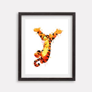 Winnie The Pooh Tigger Art Print Watercolor Poster Printable Winnie the Pooh Tiger Painting Artwork Nursery Wall Decor Kids Room Wall Decor