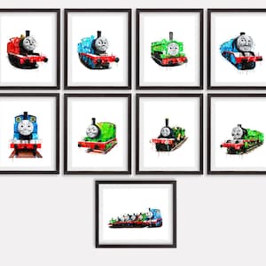 Thomas and Friends Set 9 Stampa Thomas Poster Tank Engine Acquerello Thomas Il treno Stampabile Pittura Opere d'arte Vivaio Parete Arte Parete Decoro
