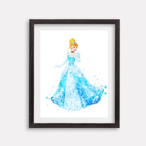 Princess Cinderella Watercolor Art Print Poster Art Copy Printable Painting Girl WallArt Kids Room Wall Decor Nursery Wall Art Birthday Gift