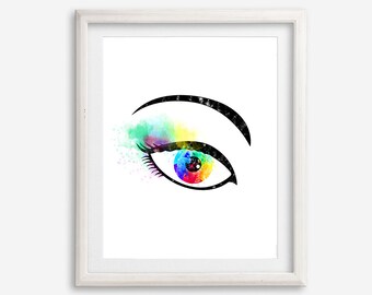 Eye Art Print Eyelash Watercolor Poster Eye Artwork Printable Anatomy Eye Painting Ophthalmic Art Living Room Wall Decor Anatomical Wall Art