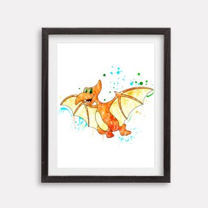 Pterosaur Dinosaur Watercolor Printable Poster Jurassic Animals Artwork Dinosaurs Art Print Nursery Wall Art Kids Room Wall Decor Boy Gift