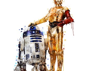 スターウォーズ アートプリント C3-PO と R2-D2 映画ポスター フォース