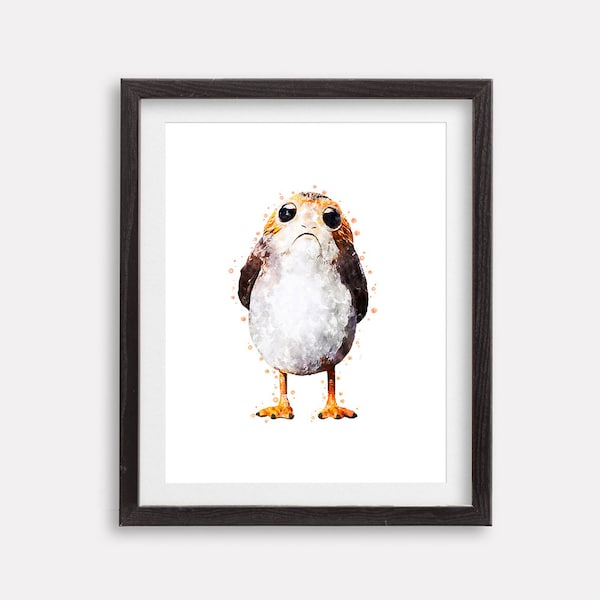 Star Wars Watercolor Porg Printable Poster Star Wars Poster Nursery Wall Art Porg Print Star Wars Party Birthday Gift Porg Watercolor