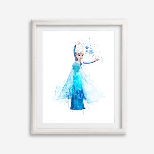 Frozen Elsa Watercolor Printable Poster Elsa Art Print Frozen Painting Princess Elsa Artwork Frozen Kids Room Wall Decor Nursery Wall Art