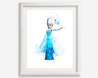Frozen Elsa Watercolor Printable Poster Elsa Art Print Frozen Painting Princess Elsa Artwork Frozen Kids Room Wall Decor Nursery Wall Art