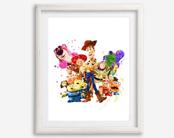 Toy Story Wall Decor Printable Poster Aquarelle Toy Story Art Print Woody Painting Nursery Wall Art Kids Room Wall Decor Cadeau d’anniversaire