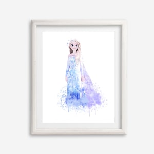 Frozen 2 Watercolor Art Print Printable Poster Princess Anna and Elsa Print Olaf Painting Nursery Wall Decor Frozen 2 Birthday Gift Wall Art