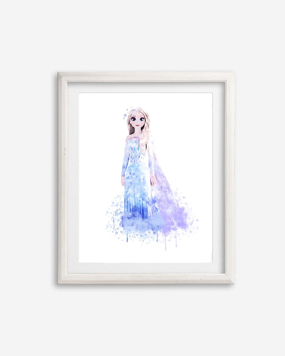 Frozen 2 Watercolor Art Print Printable Poster Princess Anna and