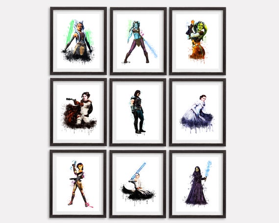 Star Wars Women Watercolor For 8 March Women's Day Star Wars Print Women's Day Gifts Home Wall Decor Star Wars Printable Poster Artwork Gift