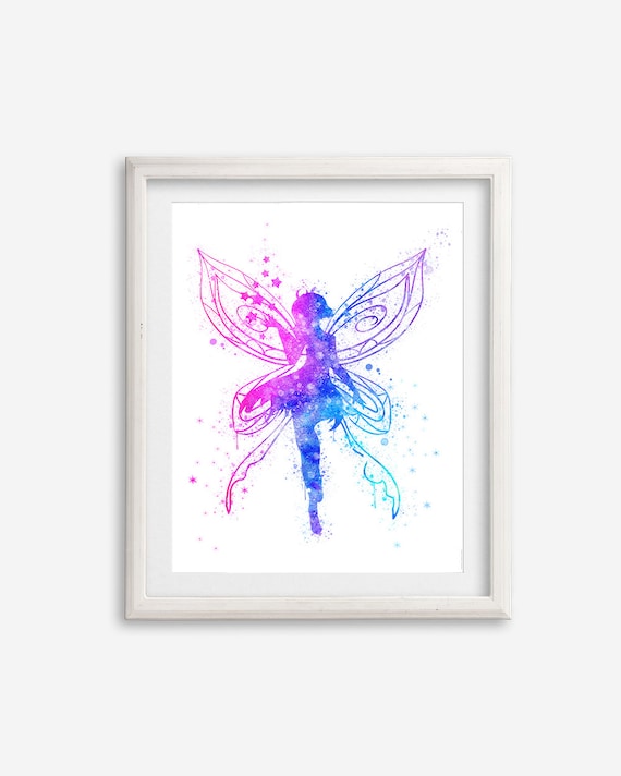 Fairy Print Art Watercolor Printable Poster Fairytale Artwork | Etsy