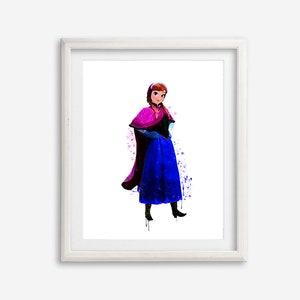 Gefrorene Anna Aquarell Druck Poster gefroren druckbare Kunstwerk Malerei Kinderzimmer Wand Kunst Haus Wand Dekor Kinder Zimmer Dekor Baby-Dusche-Geschenk