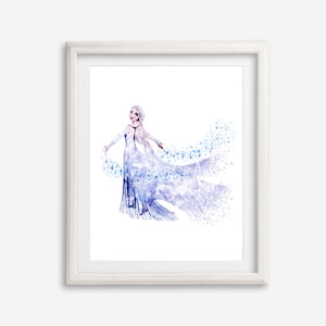 Frozen 2 Watercolor Art Print Printable Poster Princess Anna and Elsa Print Olaf Painting Nursery Wall Decor Frozen 2 Birthday Gift Wall Art