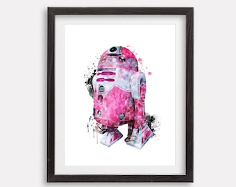 Star Wars Aquarelle R2-KT Imprimable Poster Star Wars Poster Nursery Wall Art R2-KT Print Star Wars Party Birthday Gift R2-D2 Aquarelle