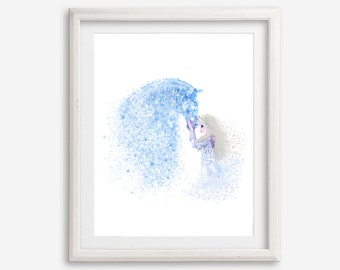 Frozen Elsa Print Watercolor Poster Artwork Printable Painting Nursery Wall Art Kids Room Wall Decor Baby Shower Party Gift Dorm Wall Decor