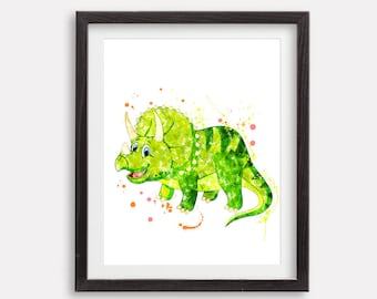 54種類の恐竜の名前付きポスター ジュラ紀の恐竜 水彩画 T-Rex