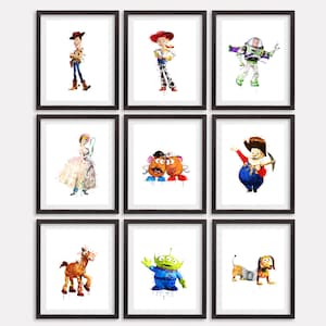 Toy Story Set 9 Print Watercolor Poster Printable Buzz Woody Artwork Toy Story Painting Nursery Wall Art Baby Room Wall Decor Birthday Gift
